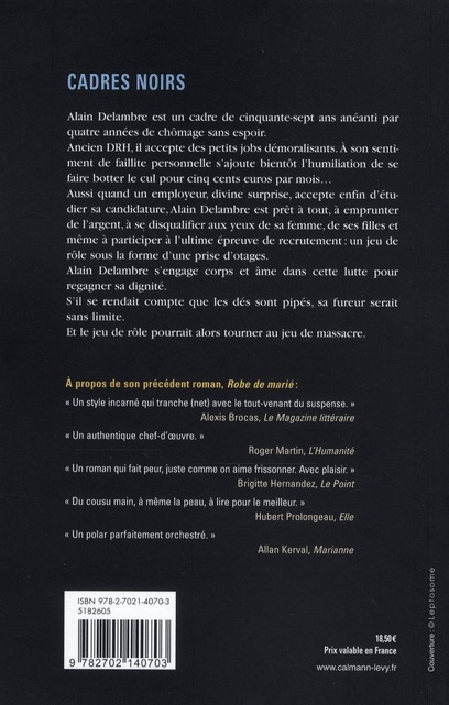 Quatrième de couverture de « Cadres noirs : roman »