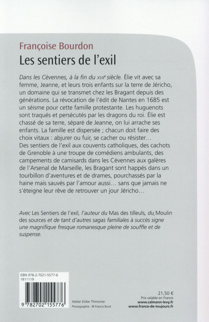 Quatrième de couverture de « Les sentiers de l'exil »