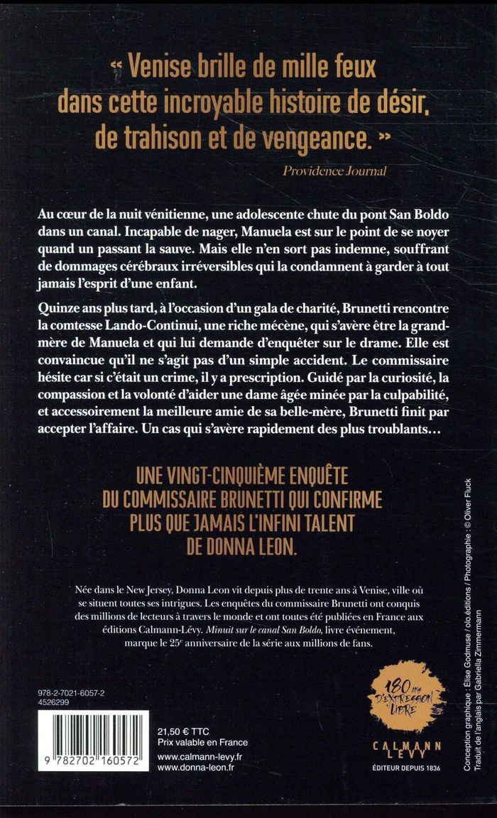 Quatrième de couverture de « Minuit sur le canal San Boldo : roman »