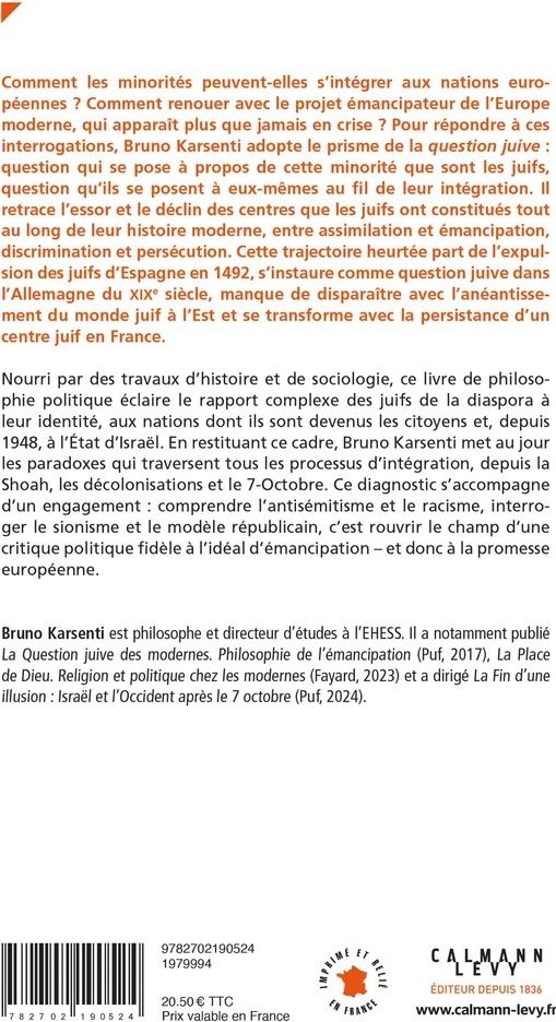 Quatrième de couverture de « Les paradoxes de l'intégration : l'Europe et les juifs »