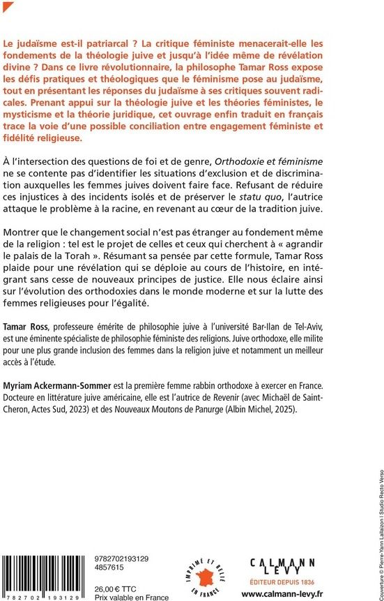 Quatrième de couverture de « Orthodoxie et féminisme. Agrandir le Palais de la Torah. »