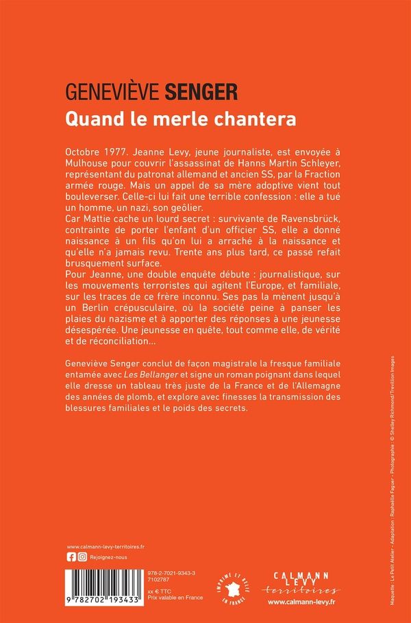 Quatrième de couverture de « Quand le merle chantera : roman »