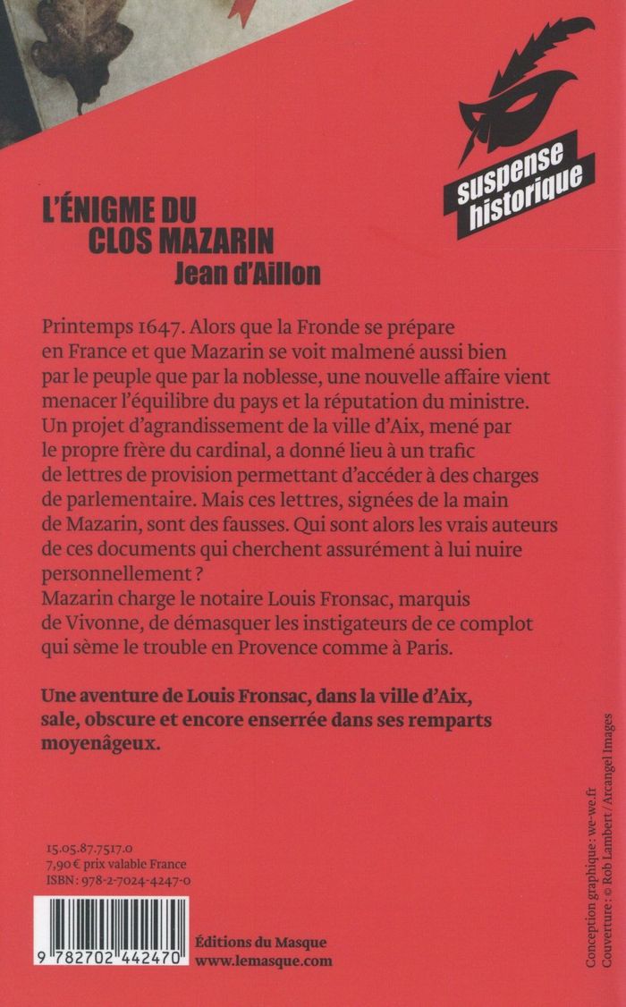 Quatrième de couverture de « L'énigme du clos Mazarin »