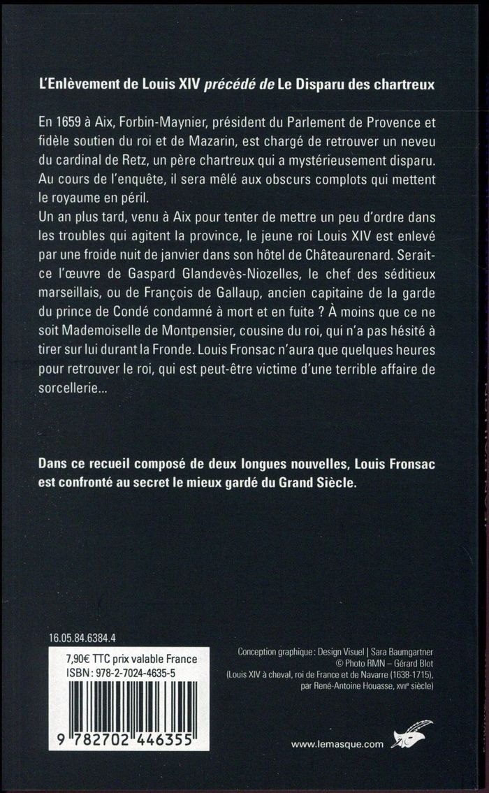 Quatrième de couverture de « L'enlèvement de Louis XIV »