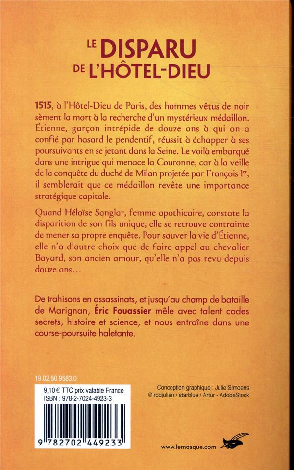 Quatrième de couverture de « Le disparu de l'Hôtel-Dieu »