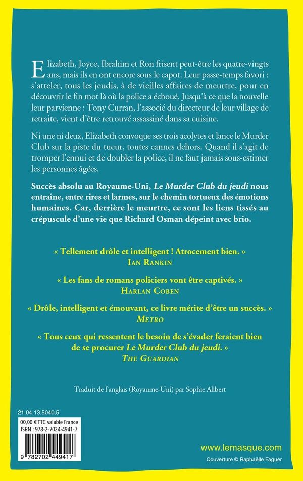 Quatrième de couverture de « Le murder club du jeudi »