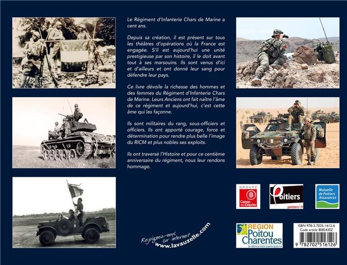 Quatrième de couverture de « 100 PORTRAITS POUR UN CENTENAIRE - REGIMENT D'INFANTERIE CHARS DE MARINE »