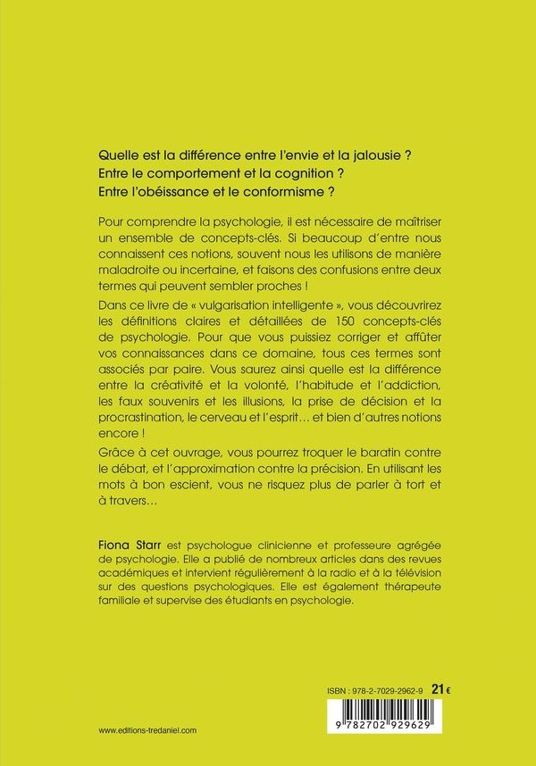 Quatrième de couverture de « 150 concepts-clés en psychologie : humeur, émotion, quelle est la différence ? »