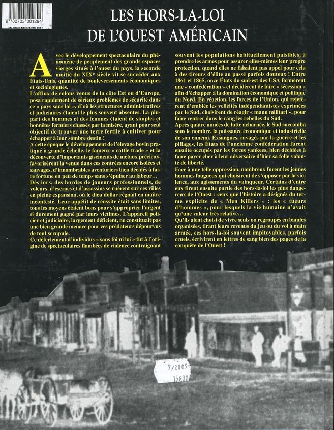 Quatrième de couverture de « HORS LA LOI DE L'OUEST AMERICAIN »