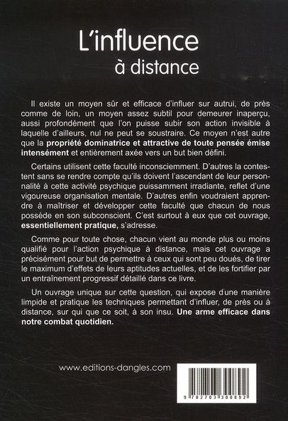 Quatrième de couverture de « INFLUENCE A DISTANCE. COURS PRATIQUE »