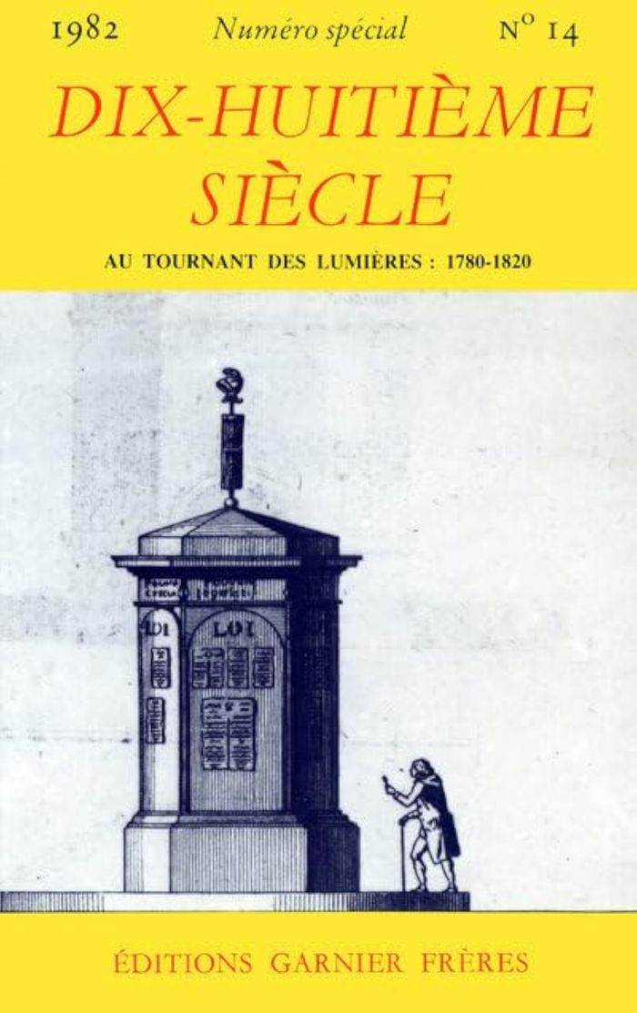 Couverture du livre « REVUE DIX-HUITIEME SIECLE, N. 14 (1982) AU TOURNANT DES LUMIERES 1780-1820 » de Collectif, librairie Les Contes Infusés à Corte