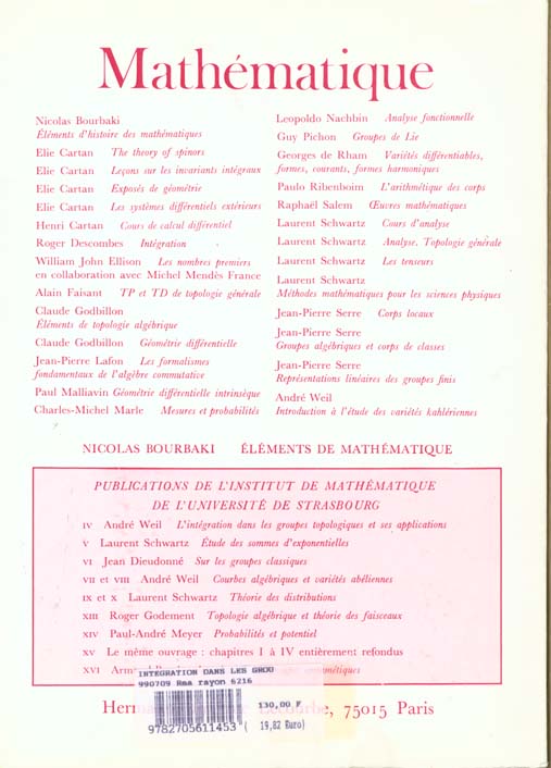 Quatrième de couverture de « L'INTEGRATION DANS LES GROUPES TOPOLOGIQUES ET SES APPLICATIONS »