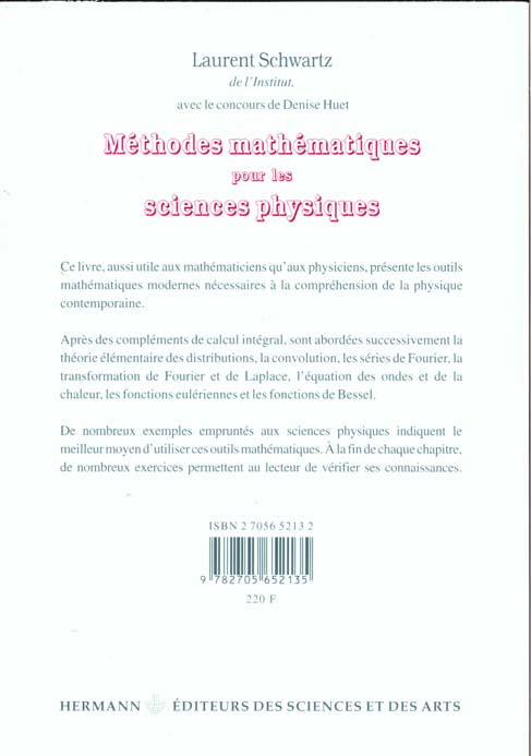 Quatrième de couverture de « METHODES MATHEMATIQUES POUR LES SCIENCES PHYSIQUES »