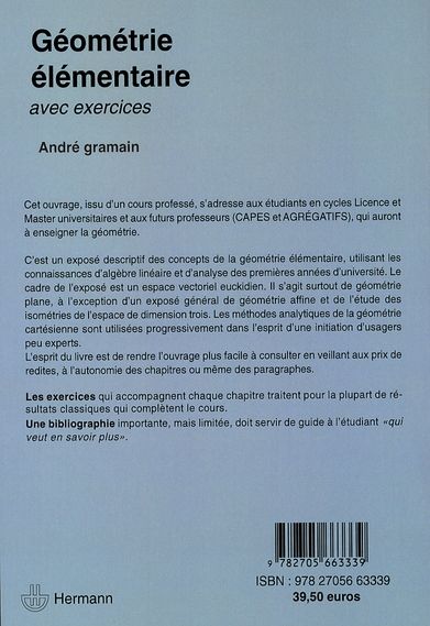 Quatrième de couverture de « GEOMETRIE ELEMENTAIRE »
