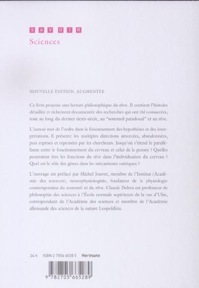 Quatrième de couverture de « NEUROPHILOSOPHIE DU REVE »