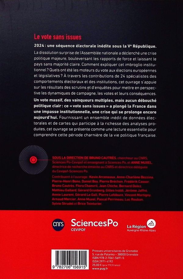 Quatrième de couverture de « Le vote sans issues : chroniques électorales 2024 »