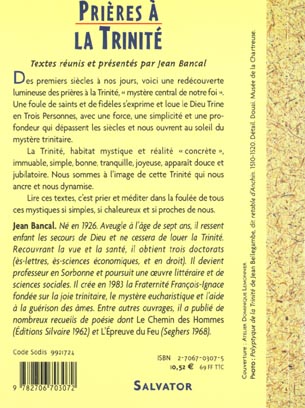 Quatrième de couverture de « PRIERES A LA TRINITE »