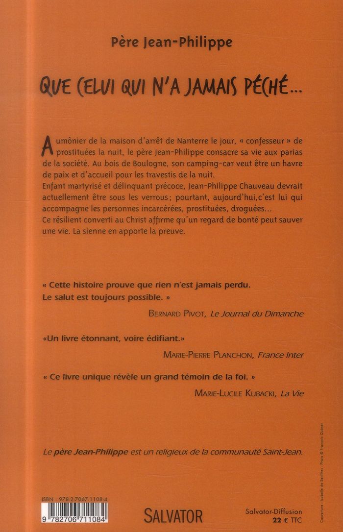 Quatrième de couverture de « QUE CELUI QUI N'A JAMAIS PECHE »