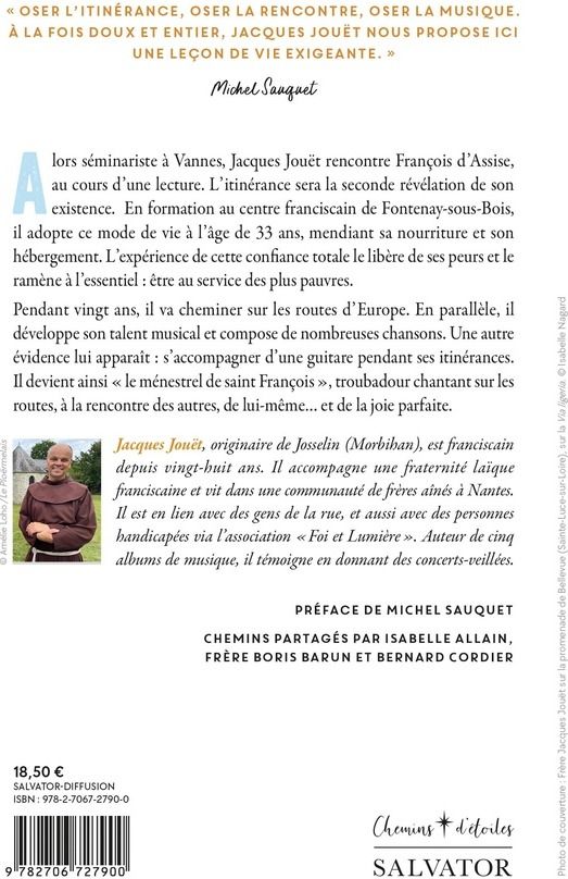 Quatrième de couverture de « Le ménestrel de saint François : chemins partagés [par] Isabelle Allain, frère Boris Barun, Bernard Cordier »