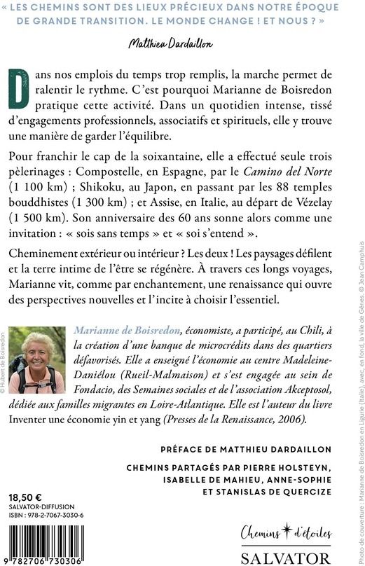 Quatrième de couverture de « Marcher pour renaître : Compostelle, Shikoku, Assise »