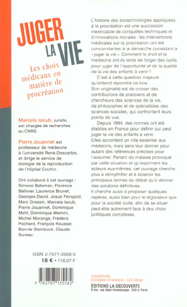 Quatrième de couverture de « JUGER LA VIE »