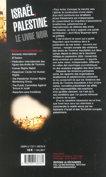 Quatrième de couverture de « ISRAEL-PALESTINE, LE LIVRE NOIR »