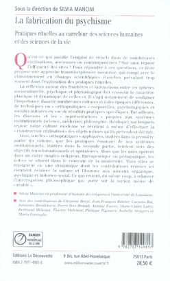 Quatrième de couverture de « LA FABRICATION DU PSYCHISME »
