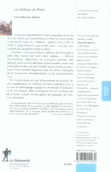 Quatrième de couverture de « LE TABLEAU DE PARIS »