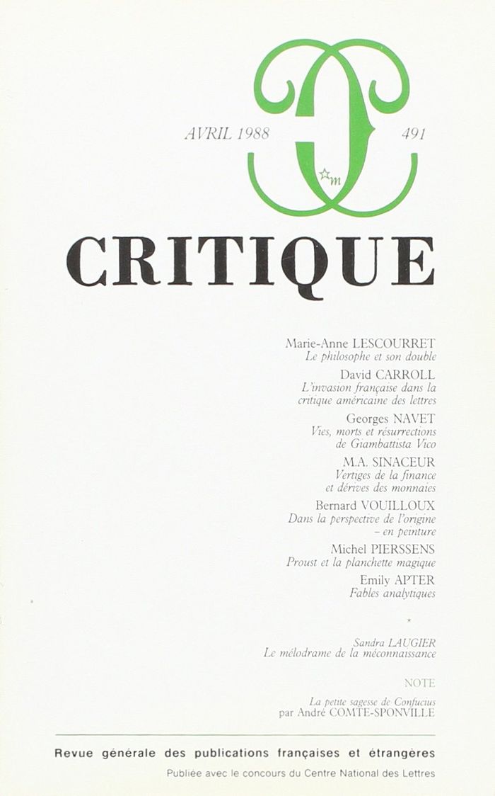 Couverture du livre « CRITIQUE 153 » de Collectif, librairie Les Contes Infusés à Corte