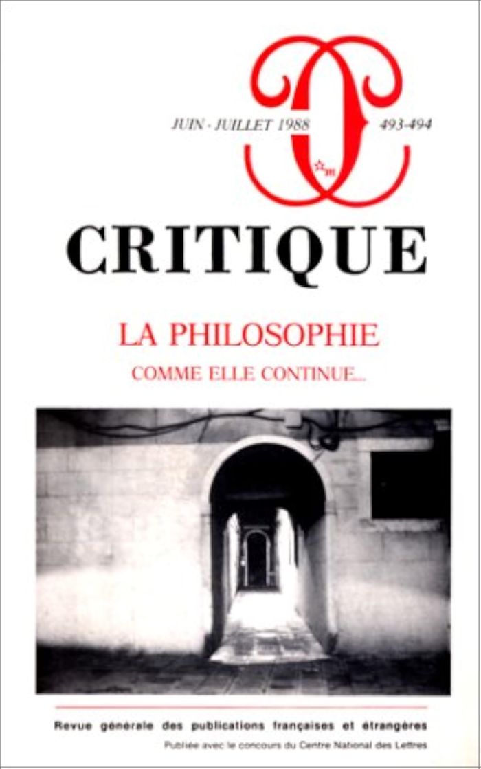 Couverture du livre « REVUE CRITIQUE 493-494 » de Collectif, librairie Les Contes Infusés à Corte