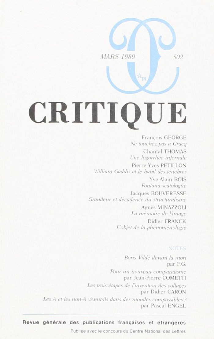 Couverture du livre « CRITIQUE 161 », librairie Les Contes Infusés à Corte