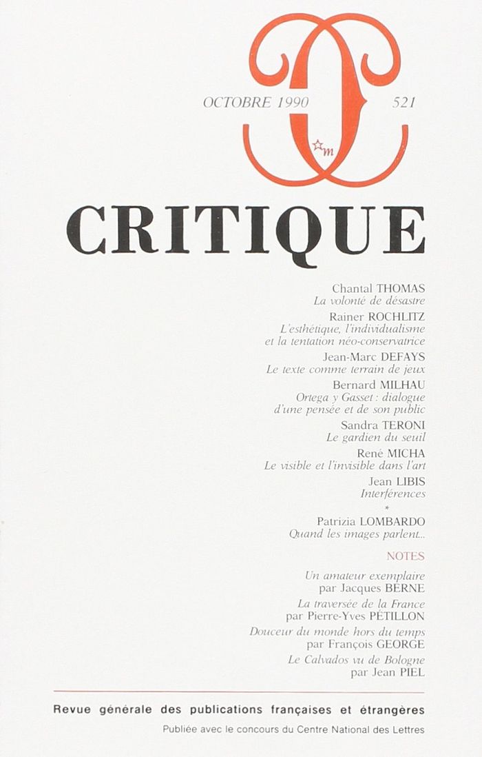 Couverture du livre « REVUE CRITIQUE 521 » de Collectif, librairie Les Contes Infusés à Corte