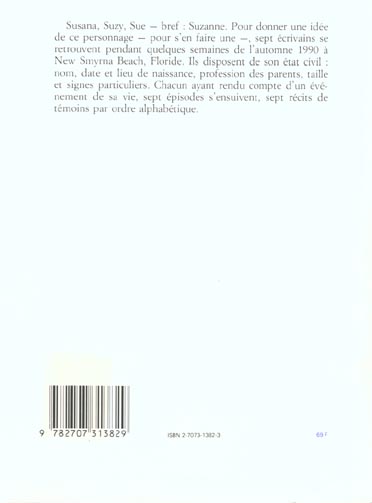 Quatrième de couverture de « SEMAINES DE SUZANNE »