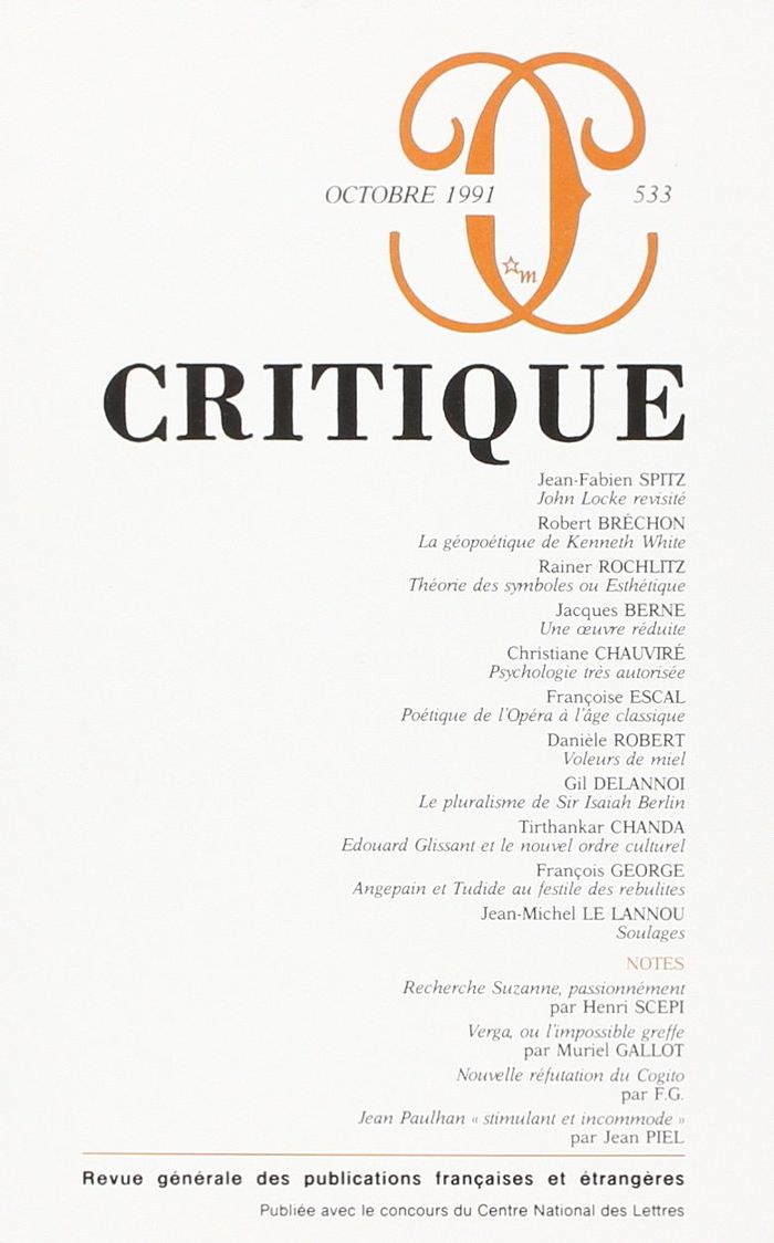 Couverture du livre « REVUE CRITIQUE 533 » de Collectif, librairie Les Contes Infusés à Corte