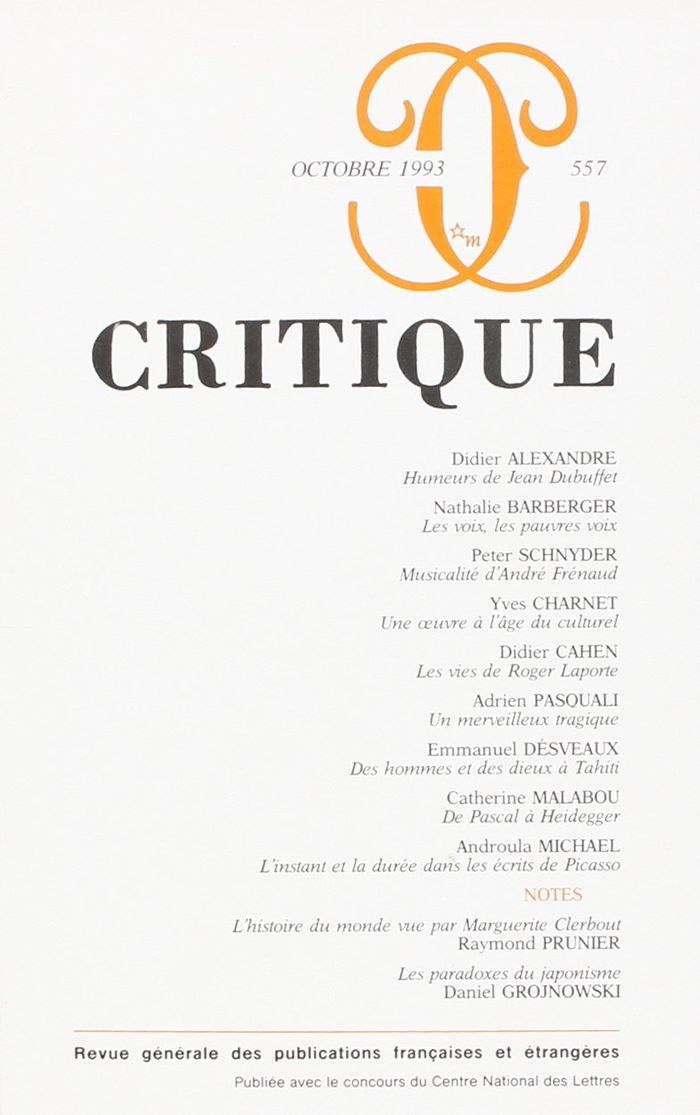 Couverture du livre « CRITIQUE 557 », librairie Les Contes Infusés à Corte