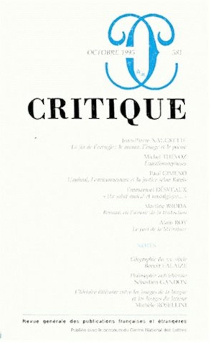 Couverture du livre « CRITIQUE 581 » de Collectif, librairie Les Contes Infusés à Corte