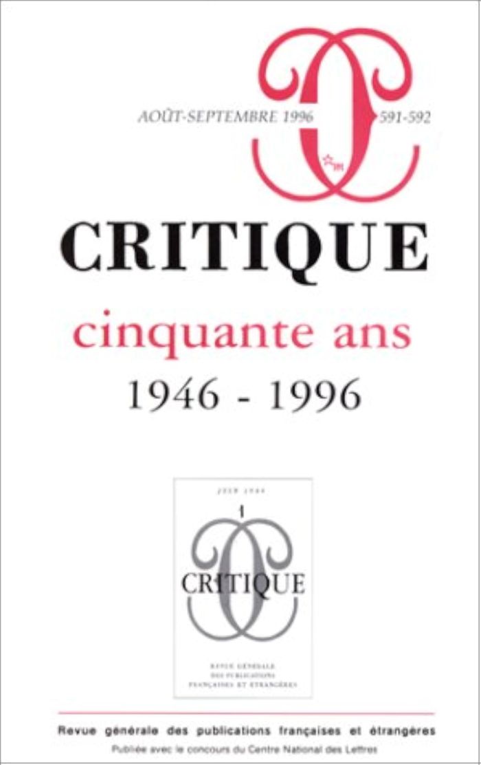Couverture du livre « CRITIQUE 591-592 CINQUANTE ANS 1946-1996 » de Collectif, librairie Les Contes Infusés à Corte