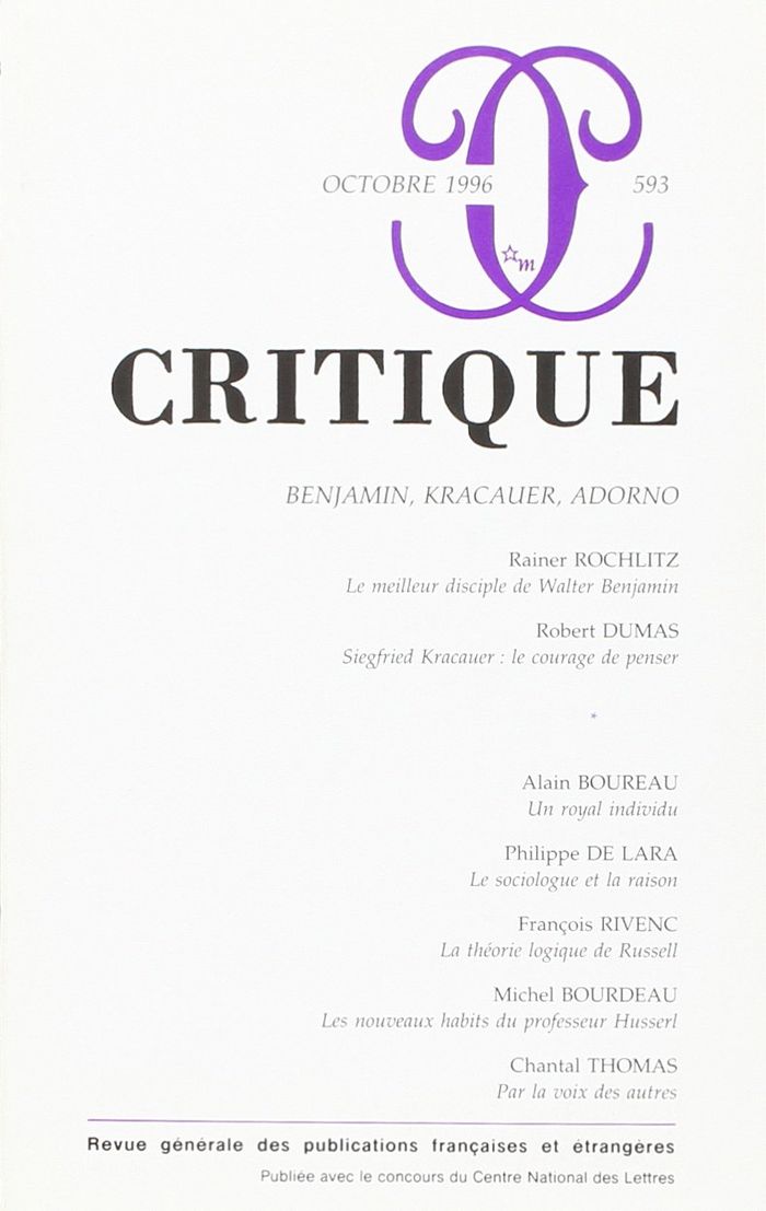 Couverture du livre « CRITIQUE 593 » de Collectif, librairie Les Contes Infusés à Corte