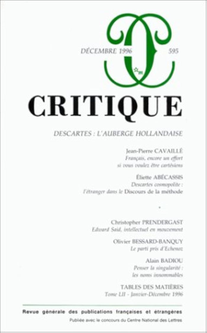 Couverture du livre « REVUE CRITIQUE 595 » de Collectif, librairie Les Contes Infusés à Corte