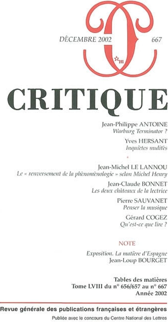 Couverture du livre « REVUE CRITIQUE 667 » de Collectif, librairie Les Contes Infusés à Corte