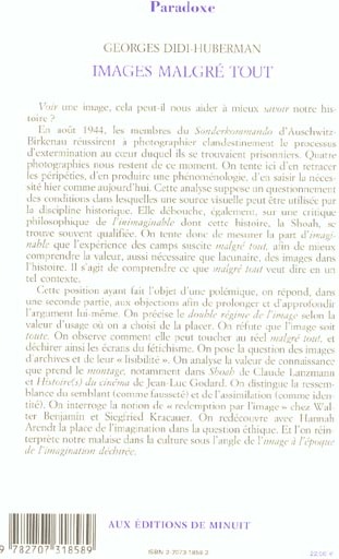 Quatrième de couverture de « IMAGES MALGRE TOUT »