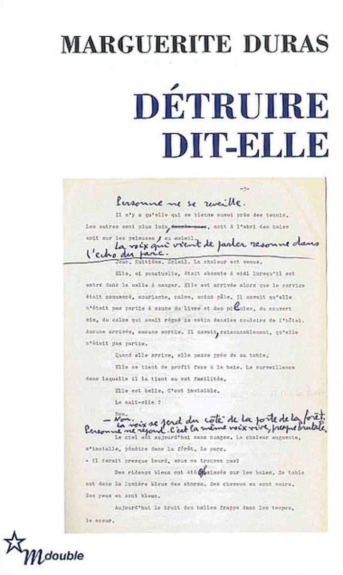 Couverture du livre « Détruire dit-elle » de Marguerite Duras, librairie Les Contes Infusés à Corte