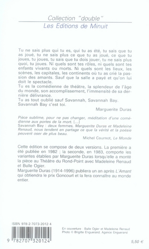 Quatrième de couverture de « Savannah Bay »