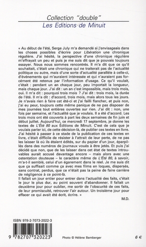 Quatrième de couverture de « L'été 80 »