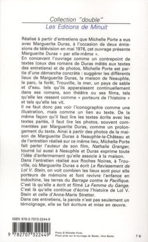 Quatrième de couverture de « Les lieux de Marguerite Duras »