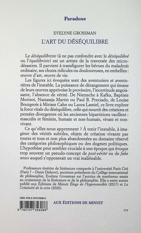 Quatrième de couverture de « L'art du déséquilibre »