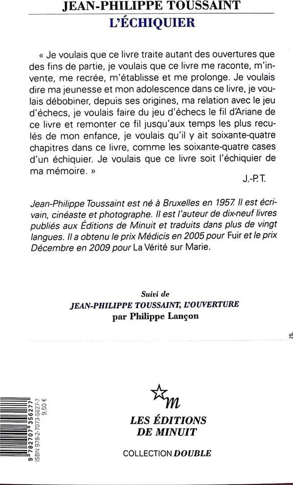 Quatrième de couverture de « L'échiquier »