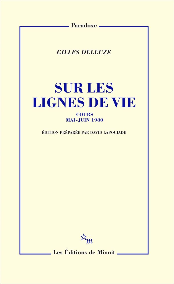 Couverture du livre « Sur les lignes de vie : cours, mai-juin 1980 » de Gilles Deleuze, librairie Les Contes Infusés à Corte