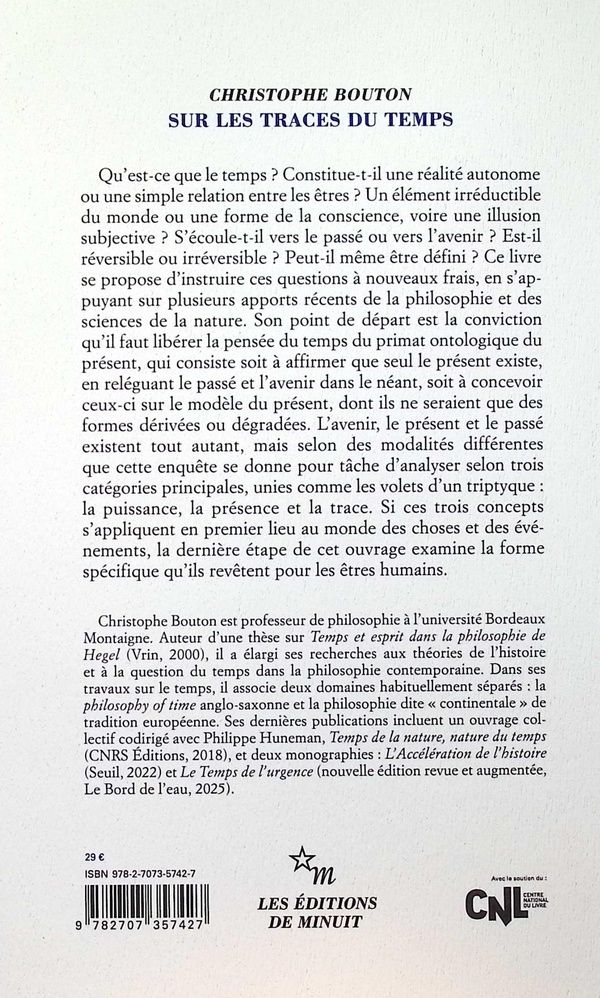 Quatrième de couverture de « Sur les traces du temps »