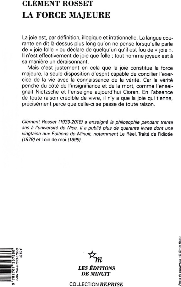Quatrième de couverture de « La Force majeure »